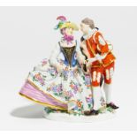 PORCELAIN ENSEMBLE OF GALLANT COUPLE IN SPANISH COSTUMES. Meissen. Model J.J. Kaendler. Porcelain,