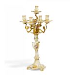 LARGE PORCELAIN CANDELABRA WITH DELICATE "WEICHMALEREI" DECOR. KPM. Berlin. 1922. Porcelain,