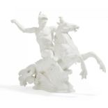 PORCELAIN FIGURINE OF TELCHIS ON HIPPOCAMP. FROM THE CENTERPIECE "THE BIRTH OF BEAUTY". KPM. Berlin.