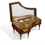 EXCEPTIONAL MAHOGANY NEEDLEWORK CASKET WITH MUSIC BOX IN THE SHAPE OF A GRAND PIANO. Paris. 1st
