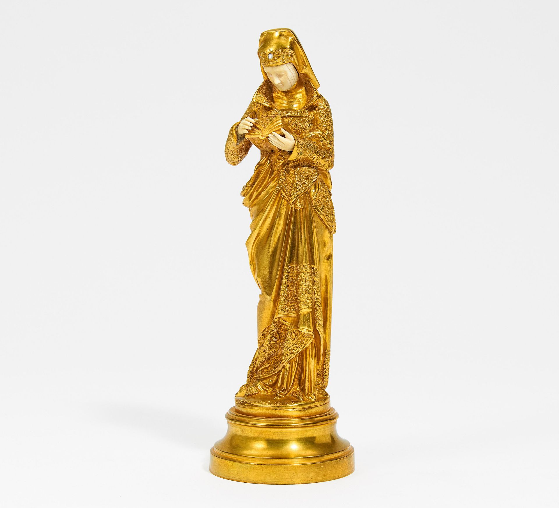 FIGURINE "LA LISEUSE" MADE OF IVORY AND GILDED BRONZE. Carrier-Belleuse, Albert. 1824 Ainzy-le-