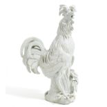 LARGE PORCELAIN FIGURINE OF A PADUAN COCK. Meissen. 1954. Model J.J. Kaendler. Porcelain, white.