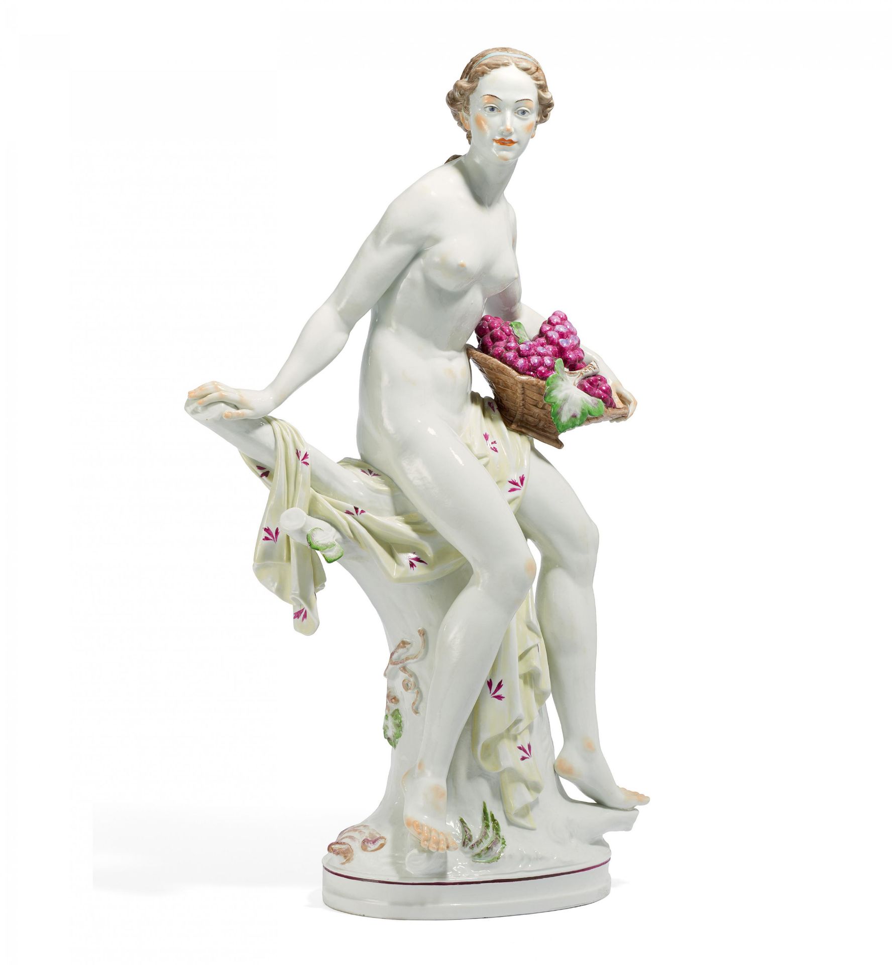 LARGE PORCELAIN FIGURE OF "AUTUMN". Aelteste Volkstedter Porcelain Manufactroy. Volkstedt. 1922-