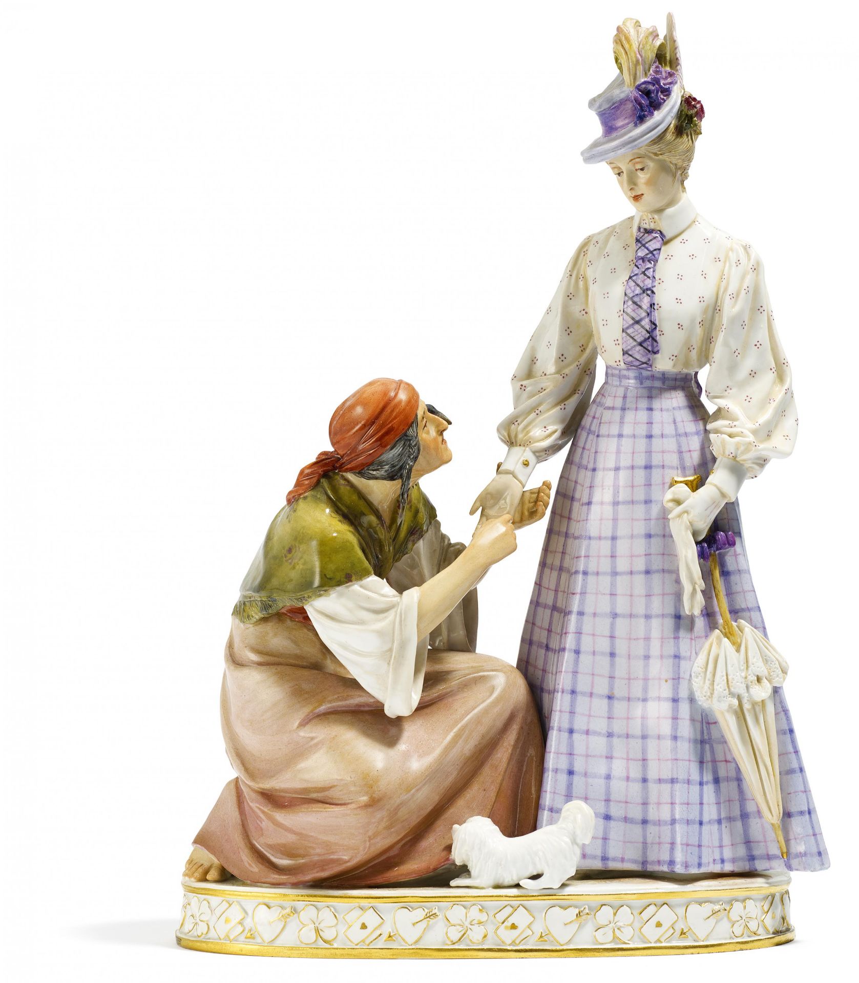 PORCELAIN FIGURE 'THE FORTUNE TELLER'. Meissen. Before 1924. Model A. Rehm, 1898. Porcelain,