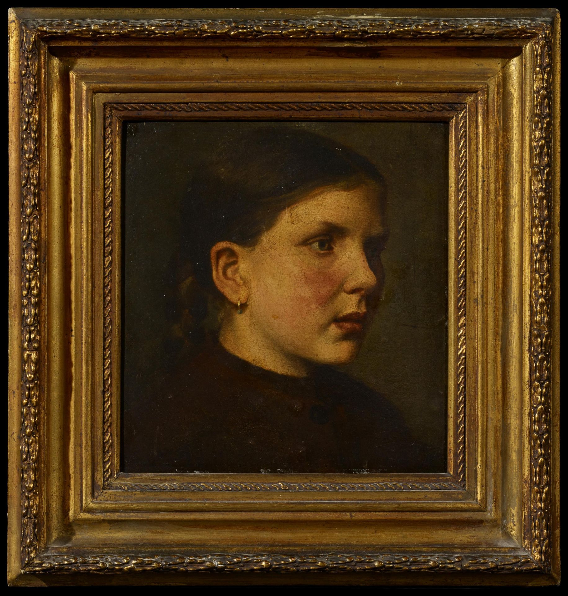 Münchner Schule - 2. H. 19. Jh.Studie eines Mädchenportraits. Öl auf Karton. 33 x 31cm. Rahmen. - Bild 2 aus 4