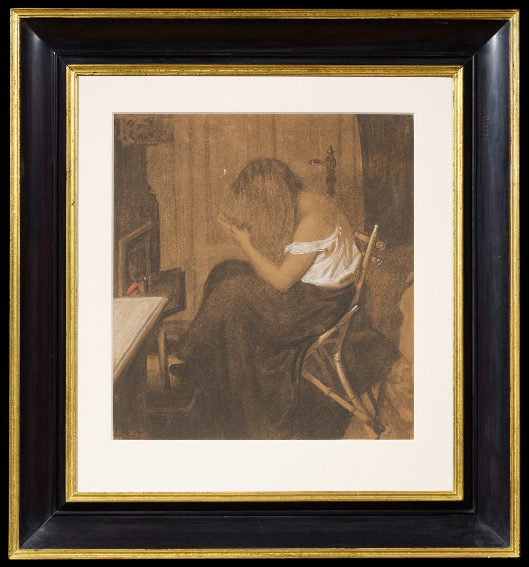 Desclabissac, Alexander1868 Aachen - 1938 MünchenJunge Frau bei der Toilette. Pastellkreide auf - Bild 2 aus 4