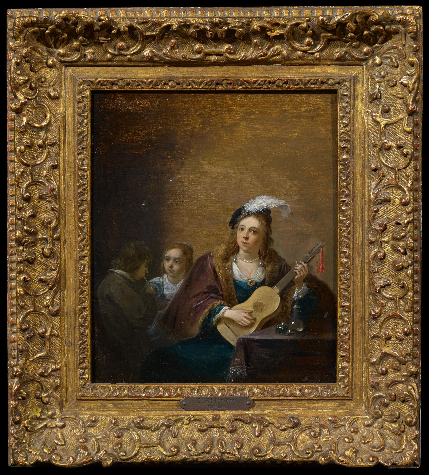 Teniers, David d.J 1610 Antwerpen -1690 Brüssel "Gitarre spielende, junge Dame mit Kindern (...)". - Bild 2 aus 5