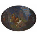 Frey-Moock, Adolf1881 - 1954Dionysisches Fest. Öl auf Karton. Im Oval: 81 x 111cm. Signiert unten