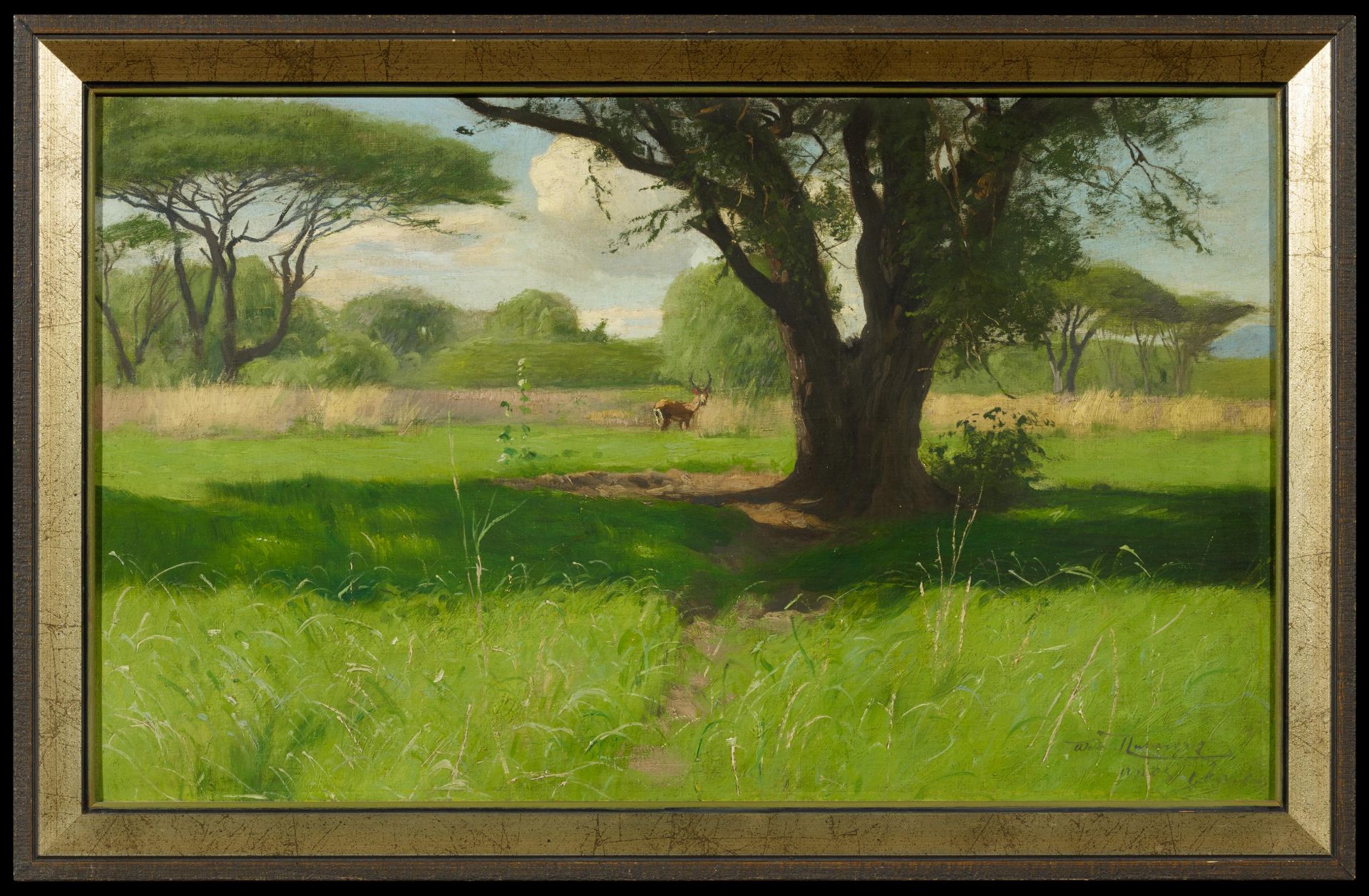 Kuhnert, Friedrich Wilhelm1865 Oppeln - 1926 FlimsIn der Savanne Ostafrikas. Öl auf Leinwand. Auf - Bild 2 aus 4
