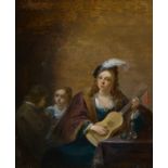 Teniers, David d.J 1610 Antwerpen -1690 Brüssel "Gitarre spielende, junge Dame mit Kindern (...)".