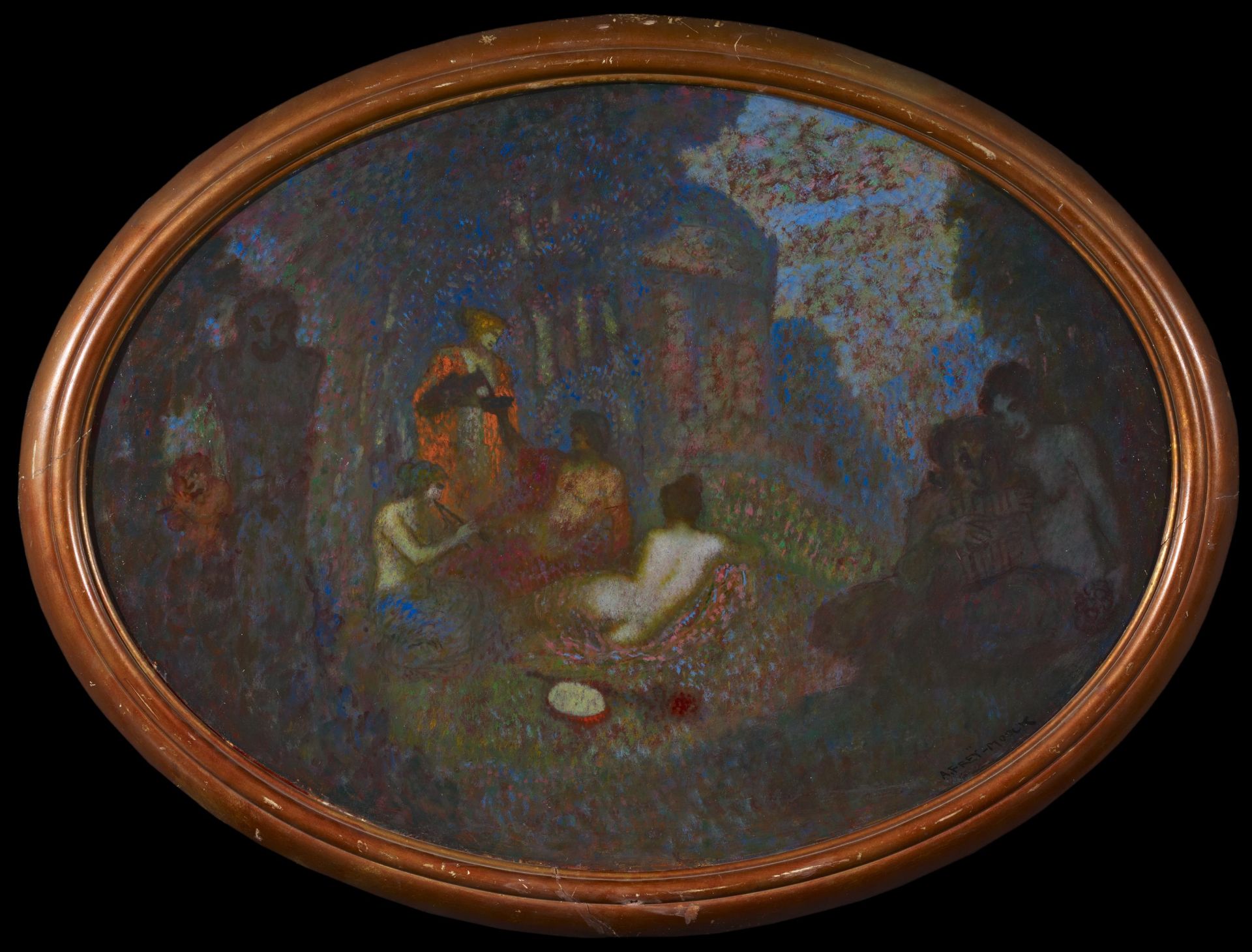 Frey-Moock, Adolf1881 - 1954Dionysisches Fest. Öl auf Karton. Im Oval: 81 x 111cm. Signiert unten - Bild 2 aus 3