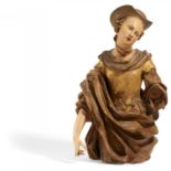 Süddeutsch - 17. / 18. Jh.Halbfigur einer Hofdame. Weichholz, farbig gefasst. Fassung z.T.