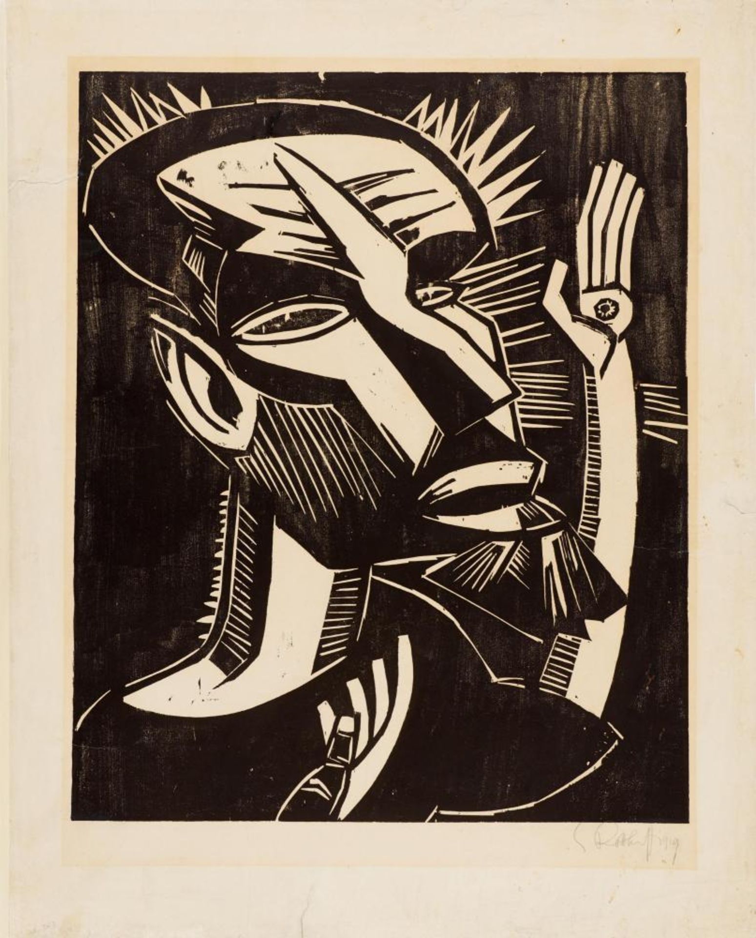 Schmidt-Rottluff, Karl1884 Rottluff - 1976 BerlinHeiliger Franziskus. 1919. Holzschnitt auf Velin. - Bild 2 aus 3