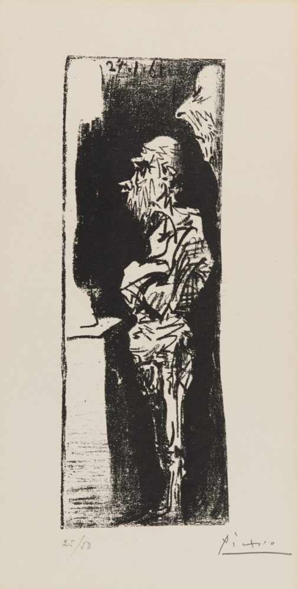 Picasso, Pablo1881 Malaga - 1973 MouginsEspectadores. 1961. Lithografie auf Velin. 29,3 x 10,5cm (