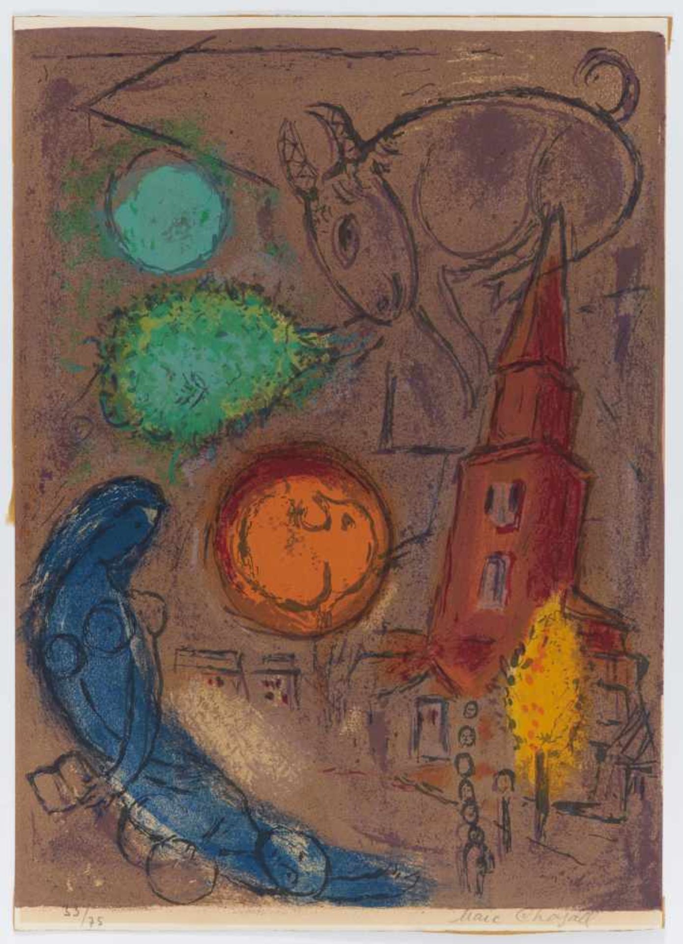 Chagall, Marc1887 Witebsk - 1985 St. Paul de VenceSaint-Germain-des-Prés. Aus: "Derrière le Miroir". - Bild 2 aus 4