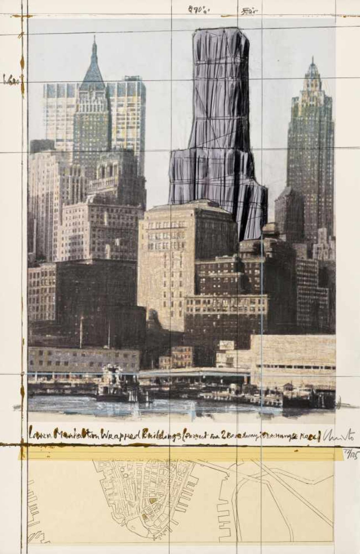Christo (Christo Javatscheff)1935 GabrovoLower Manhattan Wrapped Building, Project for 2 Broadway,