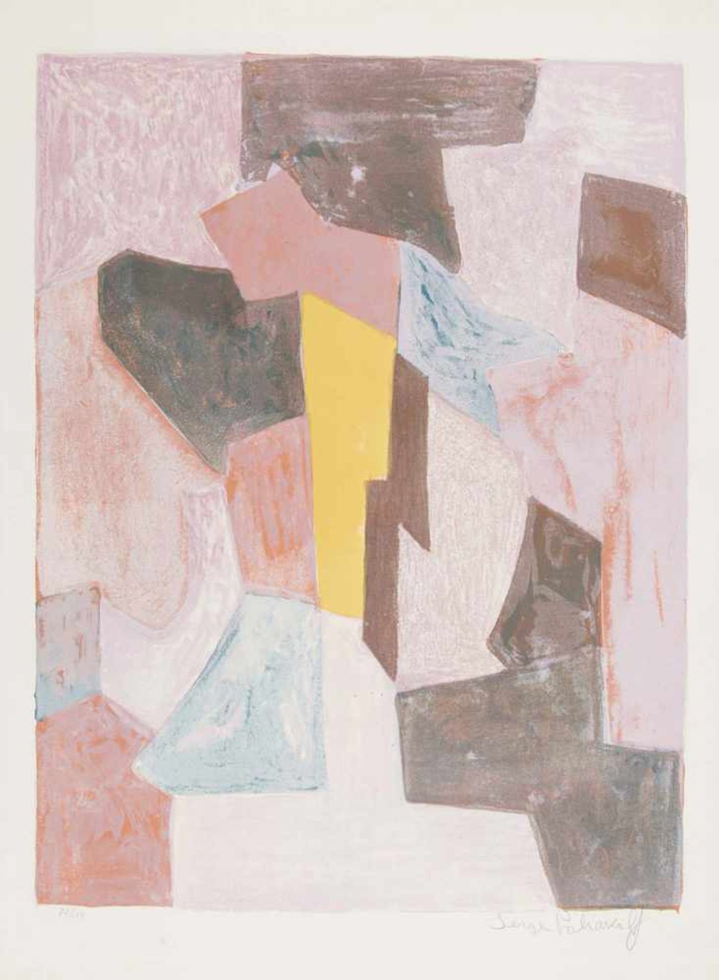 Poliakoff, Serge1900 Moskau - 1969 ParisComposition rouge, carmin et jaune. 1958. Farblithografie