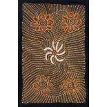 Aboriginal Art. Tjukurrpar. Acryl auf Leinwand. 91 x 60cm. Bezeichnet verso: CSCA 47. Rahmen.