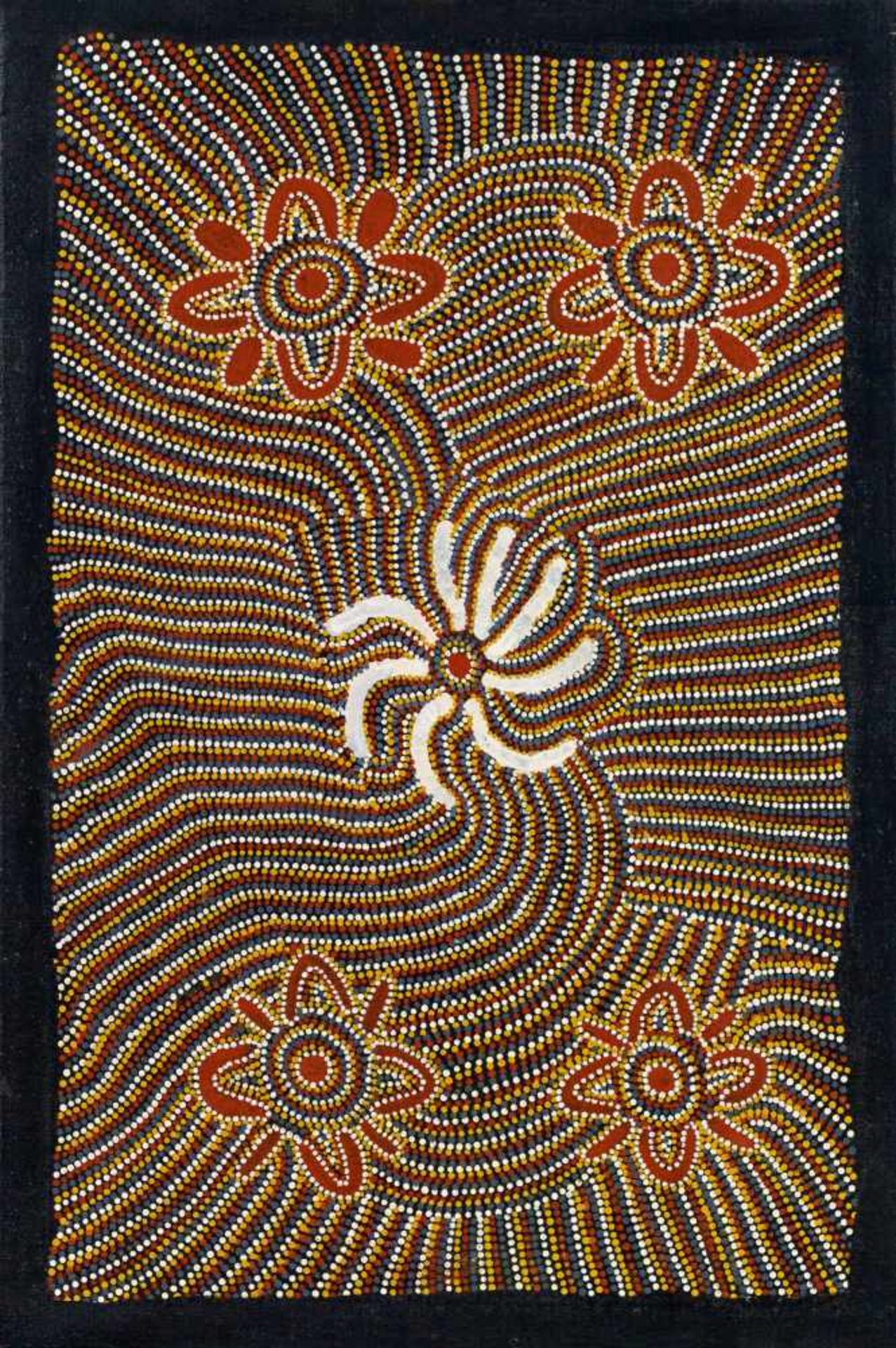 Aboriginal Art. Tjukurrpar. Acryl auf Leinwand. 91 x 60cm. Bezeichnet verso: CSCA 47. Rahmen.