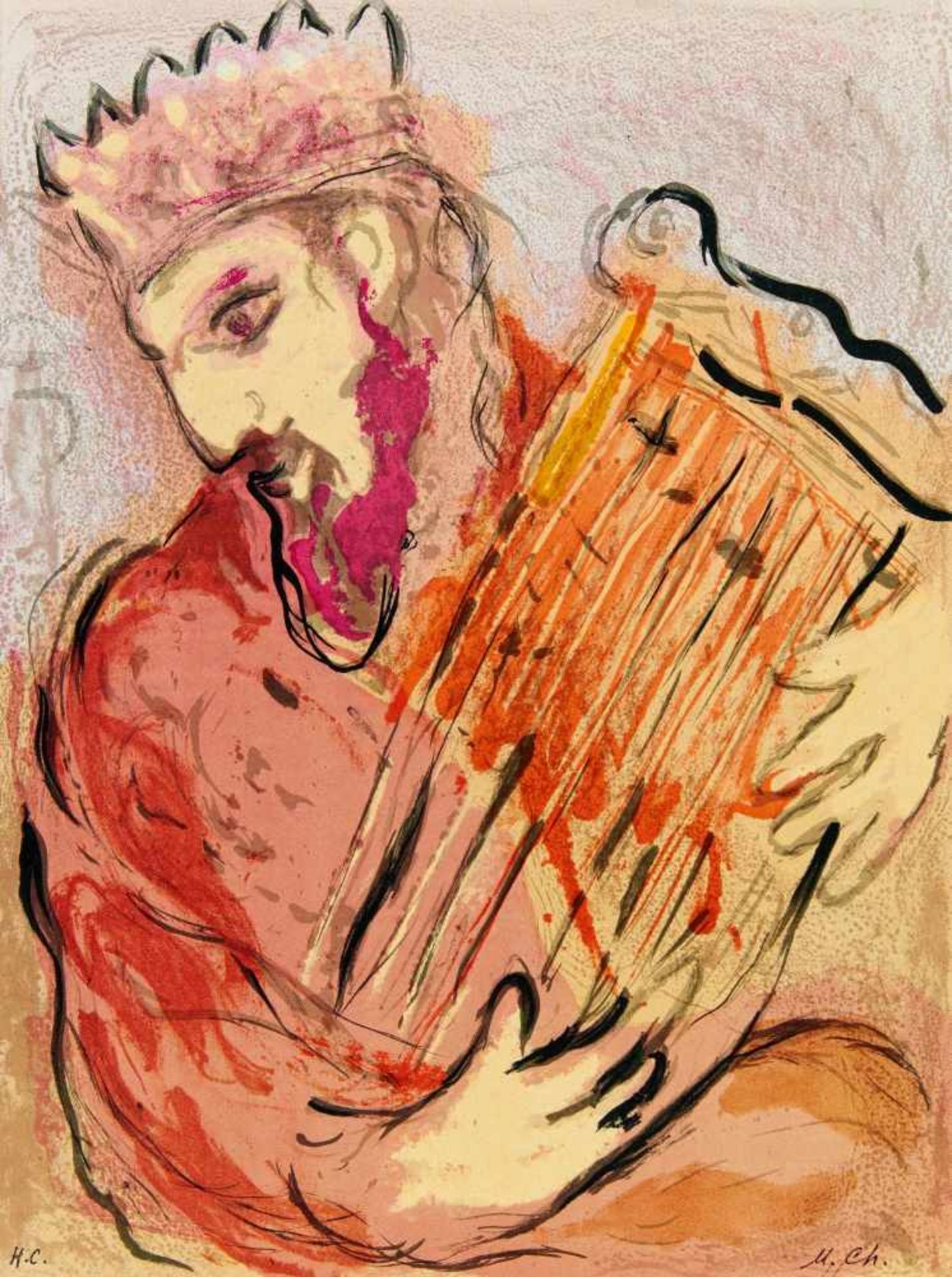 Chagall, Marc1887 Witebsk - 1985 St. Paul de VenceDavid à la Harpe. Aus: "Revue Verve". 1956.