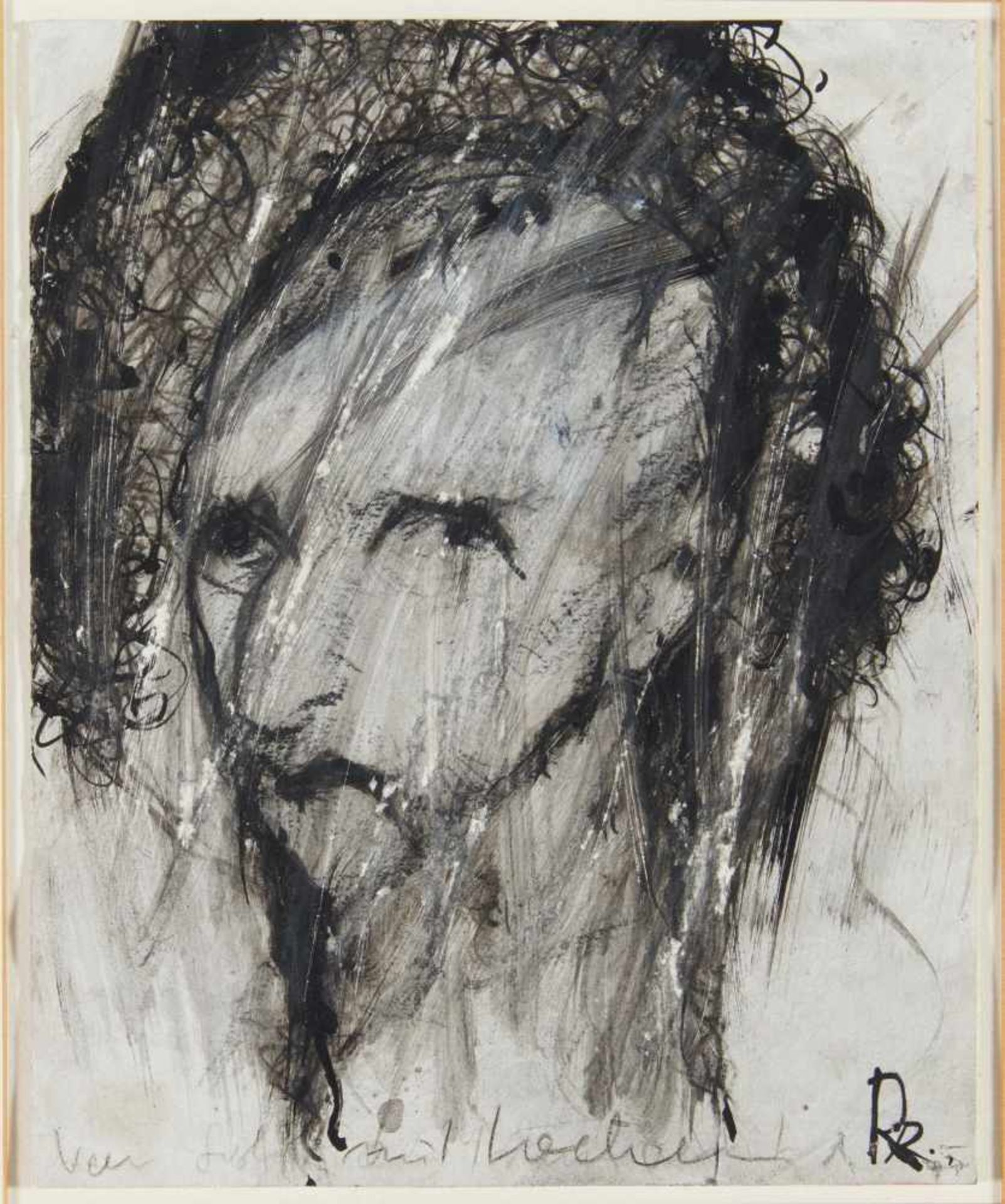 Rainer, Arnulf1929 Baden bei WienVan Gogh mit Locken. Übermalung über Offset auf Papier ( - Bild 2 aus 3
