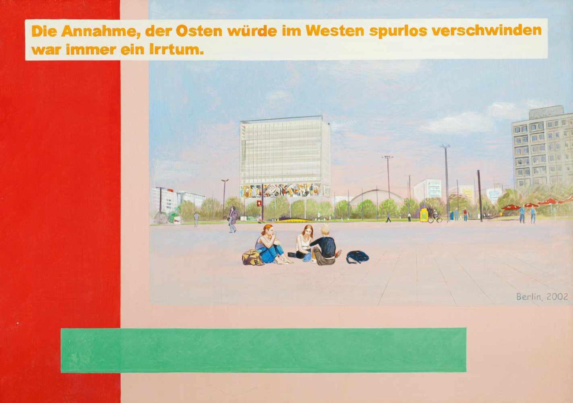 Kandl, Johanna1954 WienOhne Titel (Die Annahme ...). 2002. Eitempera auf Holz. 56,5 x 80cm.