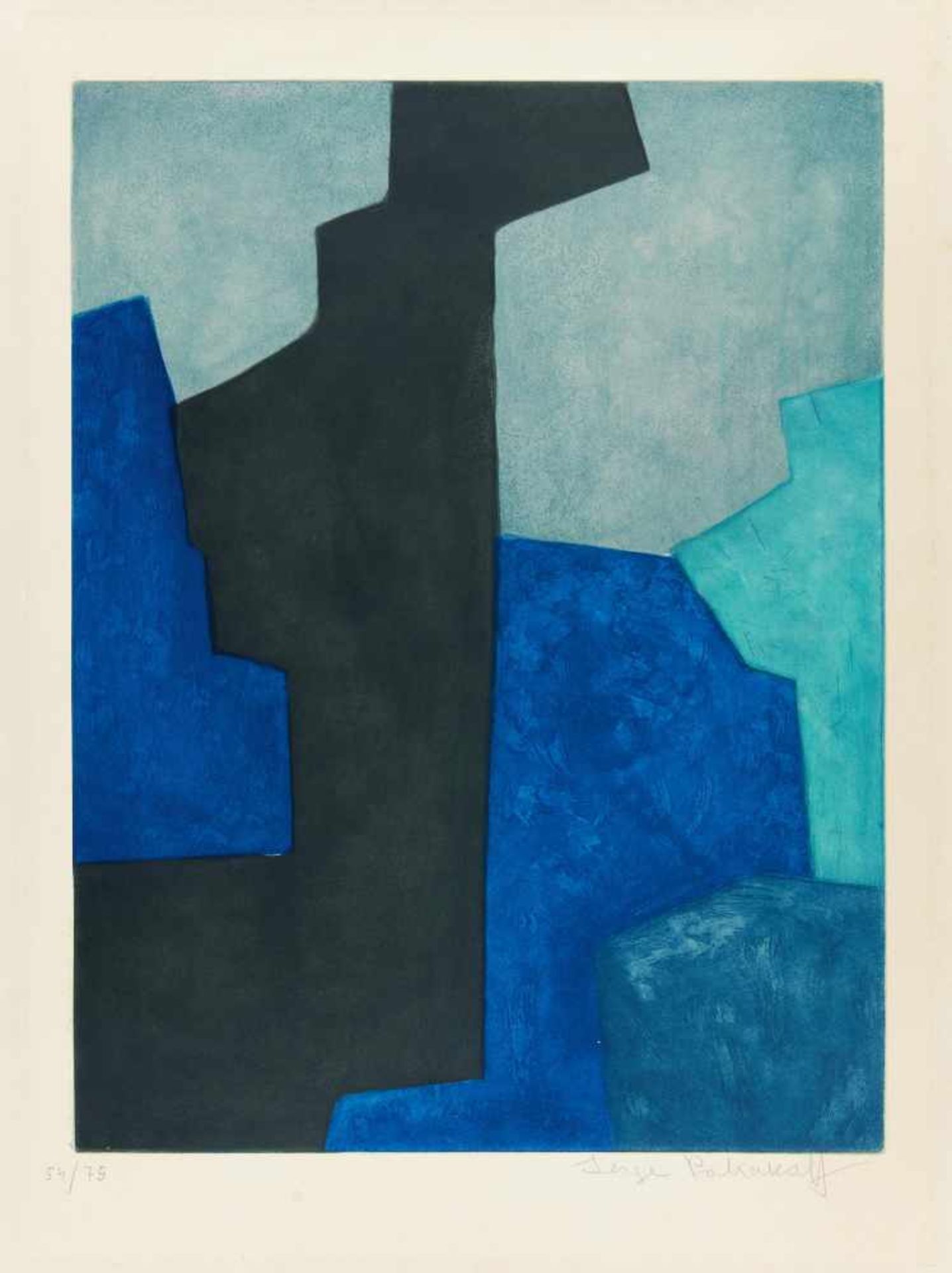 Poliakoff, Serge1900 Moskau - 1969 ParisComposition noir, bleu et mauve. 1964. Farbige