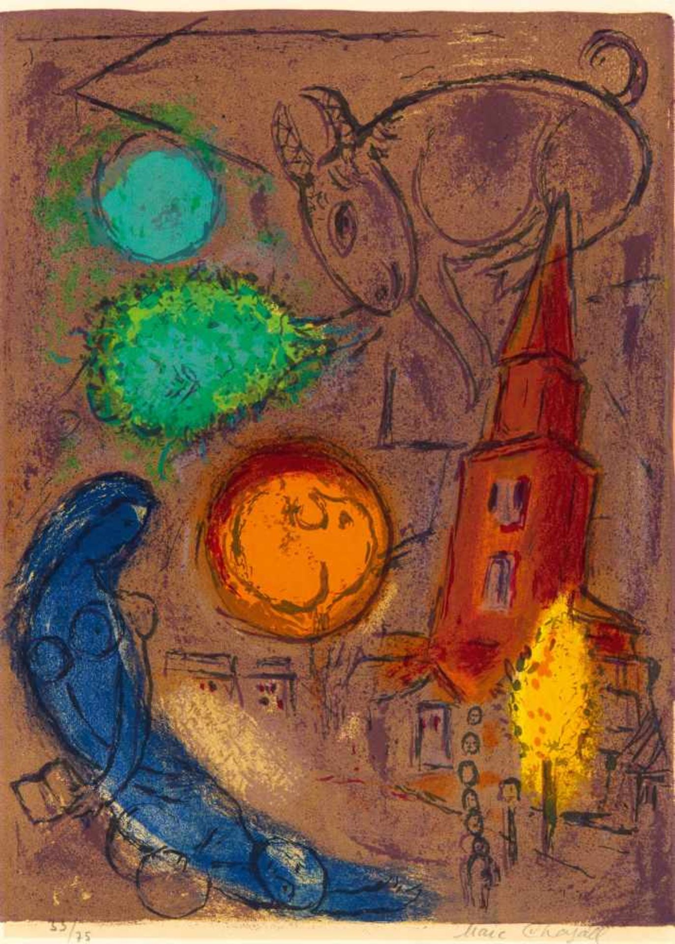 Chagall, Marc1887 Witebsk - 1985 St. Paul de VenceSaint-Germain-des-Prés. Aus: "Derrière le Miroir".