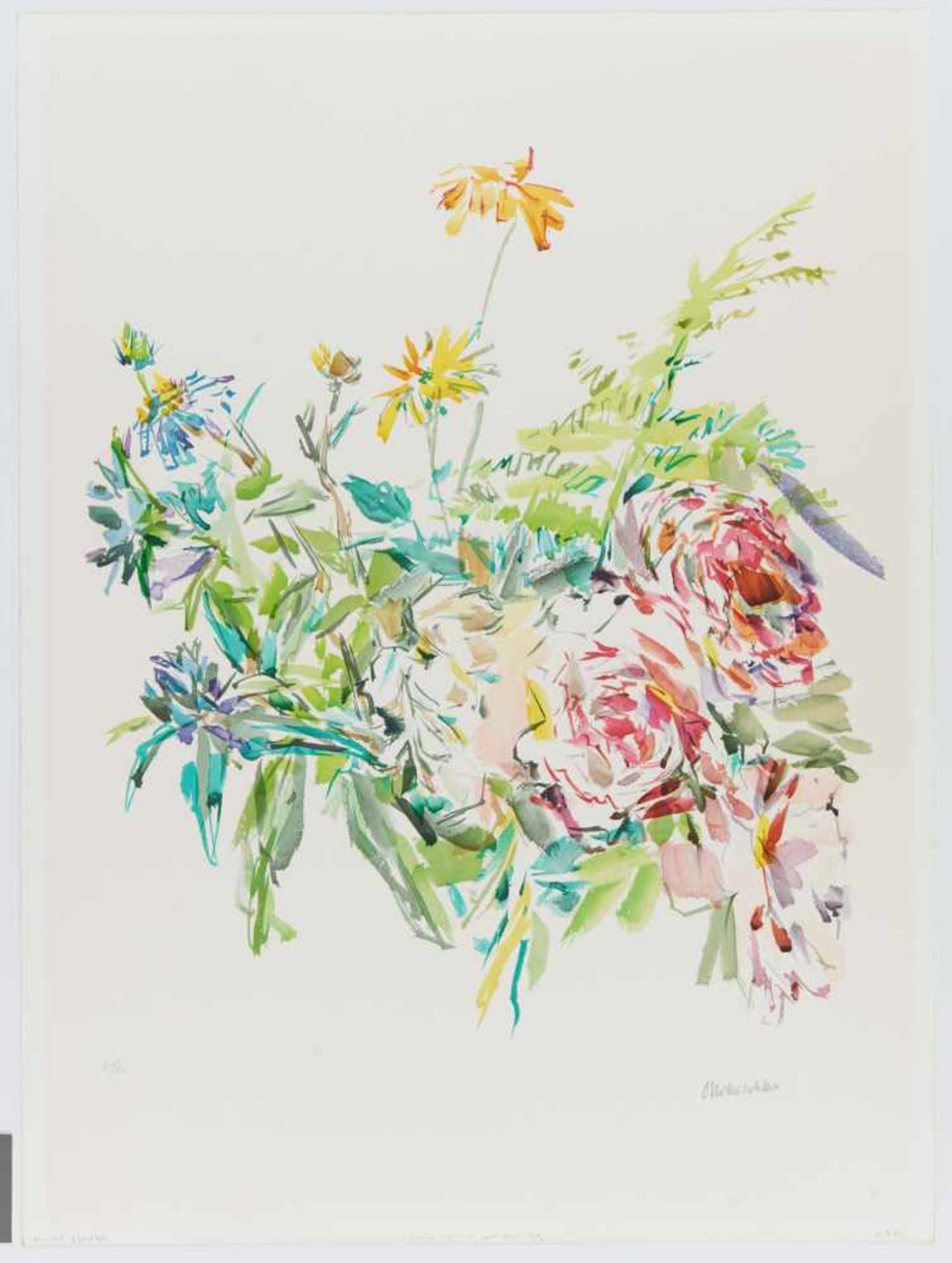 Kokoschka, Oskar1886 Pöchlarn - 1980 MontreuxSommerblumen mit Rosen. 1972. Farblithografie auf - Bild 2 aus 4