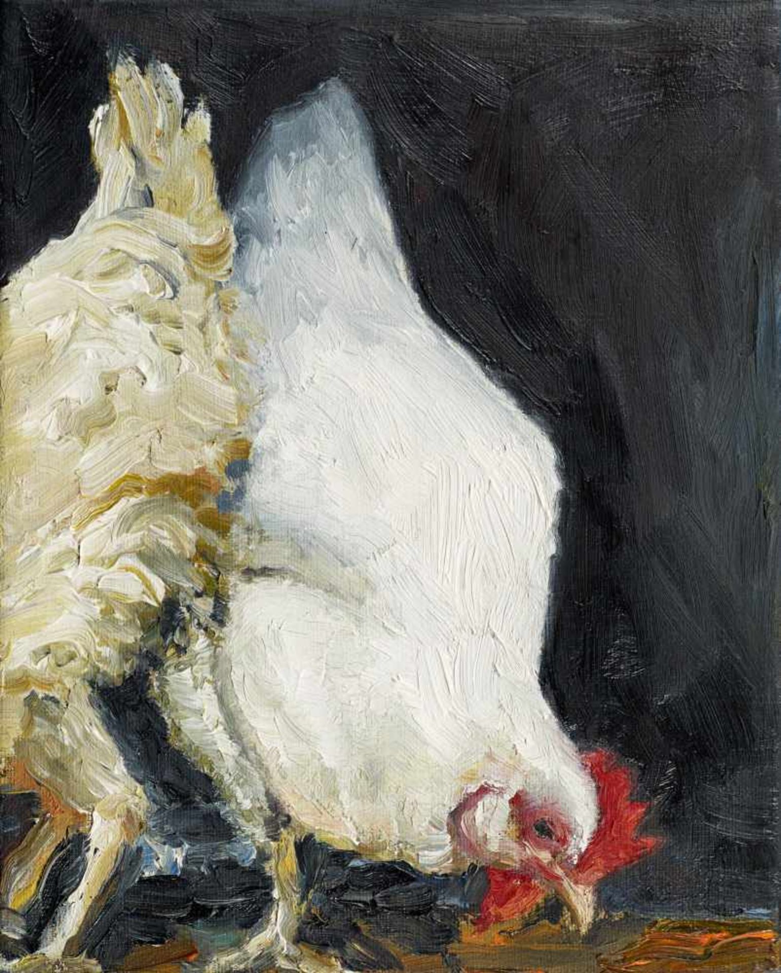 Kneffel, Karin1957 MarlUntitled (Chickens). 1986. Oil on canvas. 30 x 24cm. Dated and signed verso