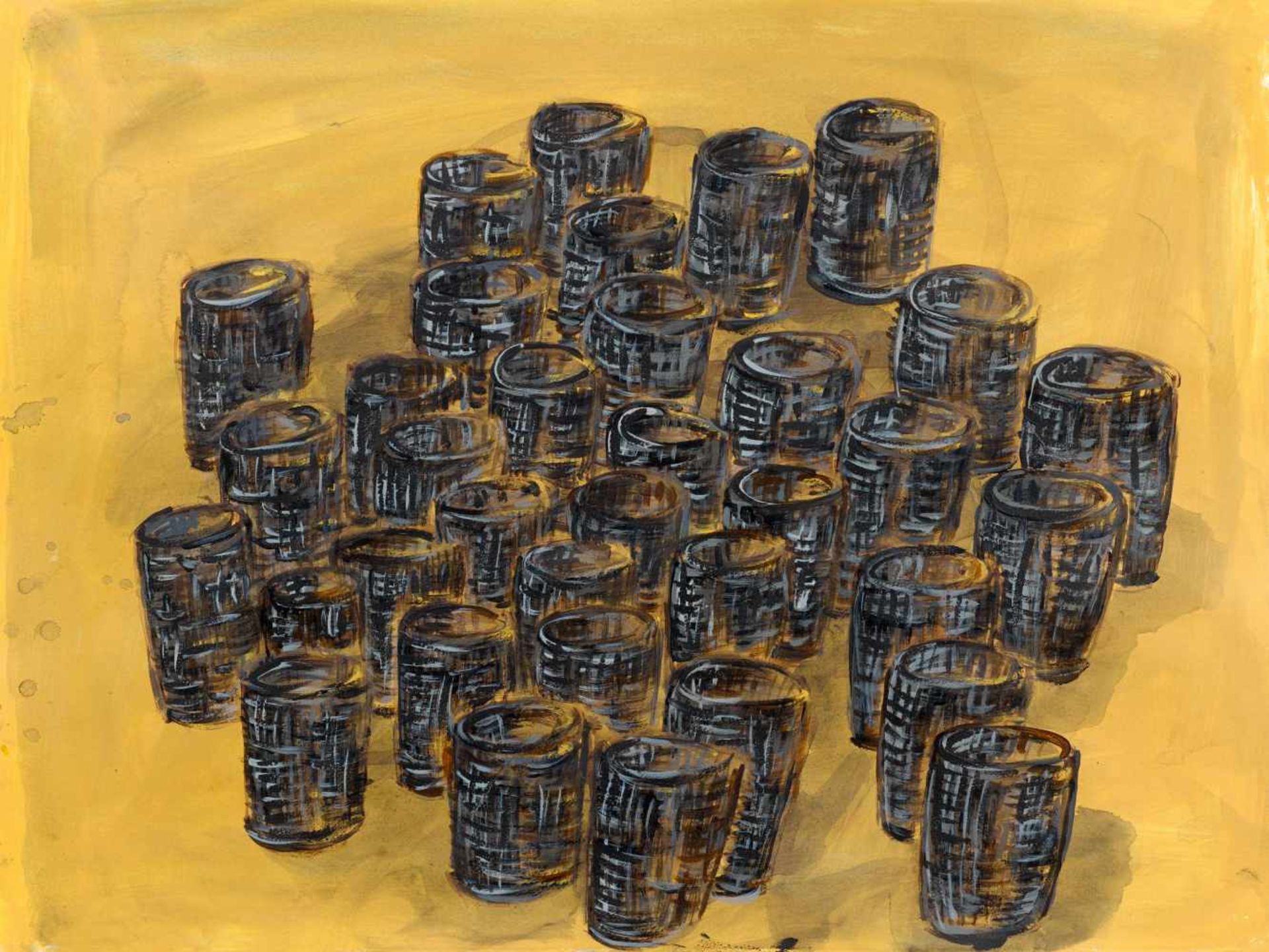Barlow, Phyllida1944 Newcastle-upon-Tyne"untitled containers". 2011. Acrylic on watercolour paper.