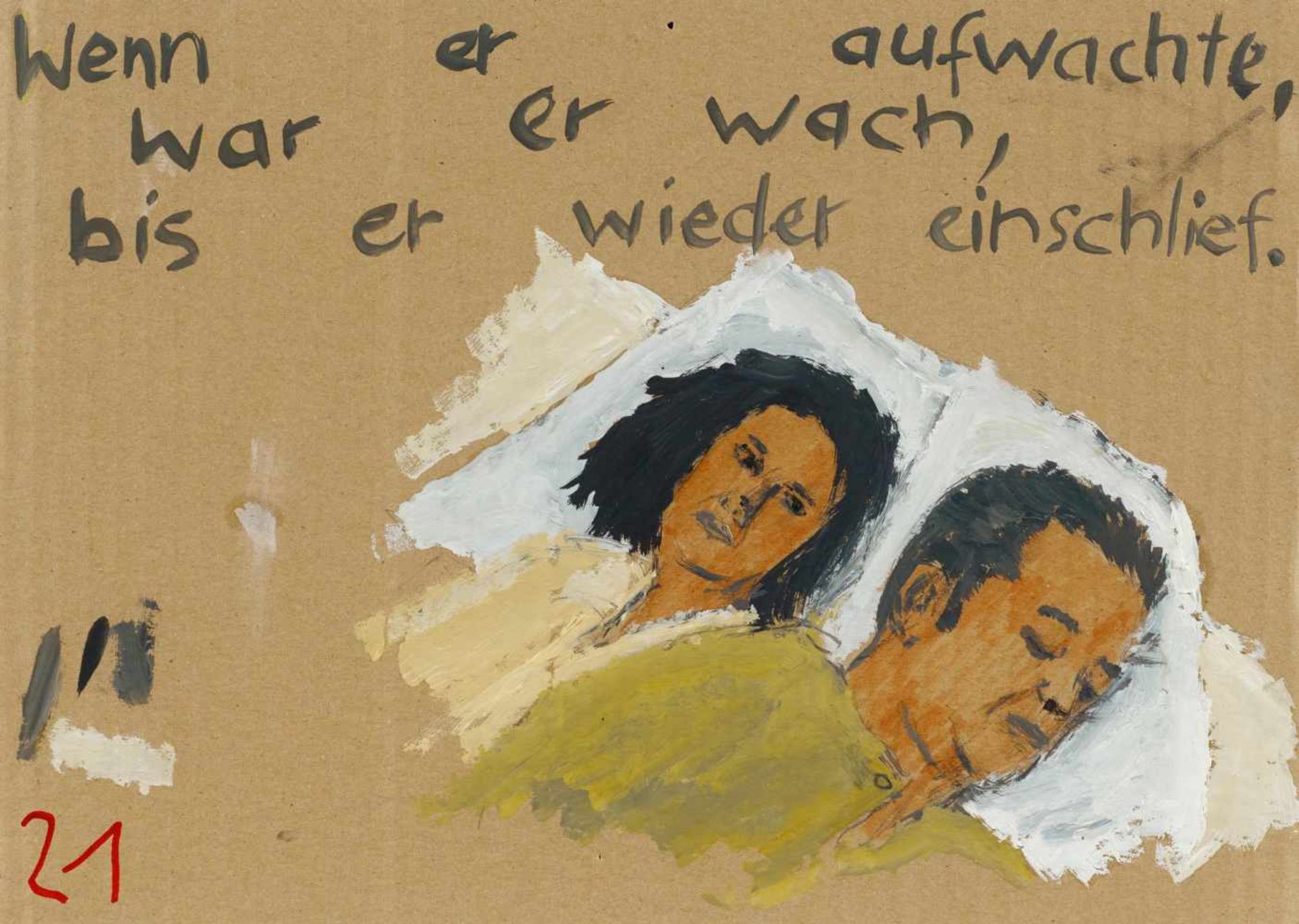 Brenner, Birgit1964 Ulm"Wenn er aufwachte". 2009. Acrylic, watercolour and felt pen on cardboard.