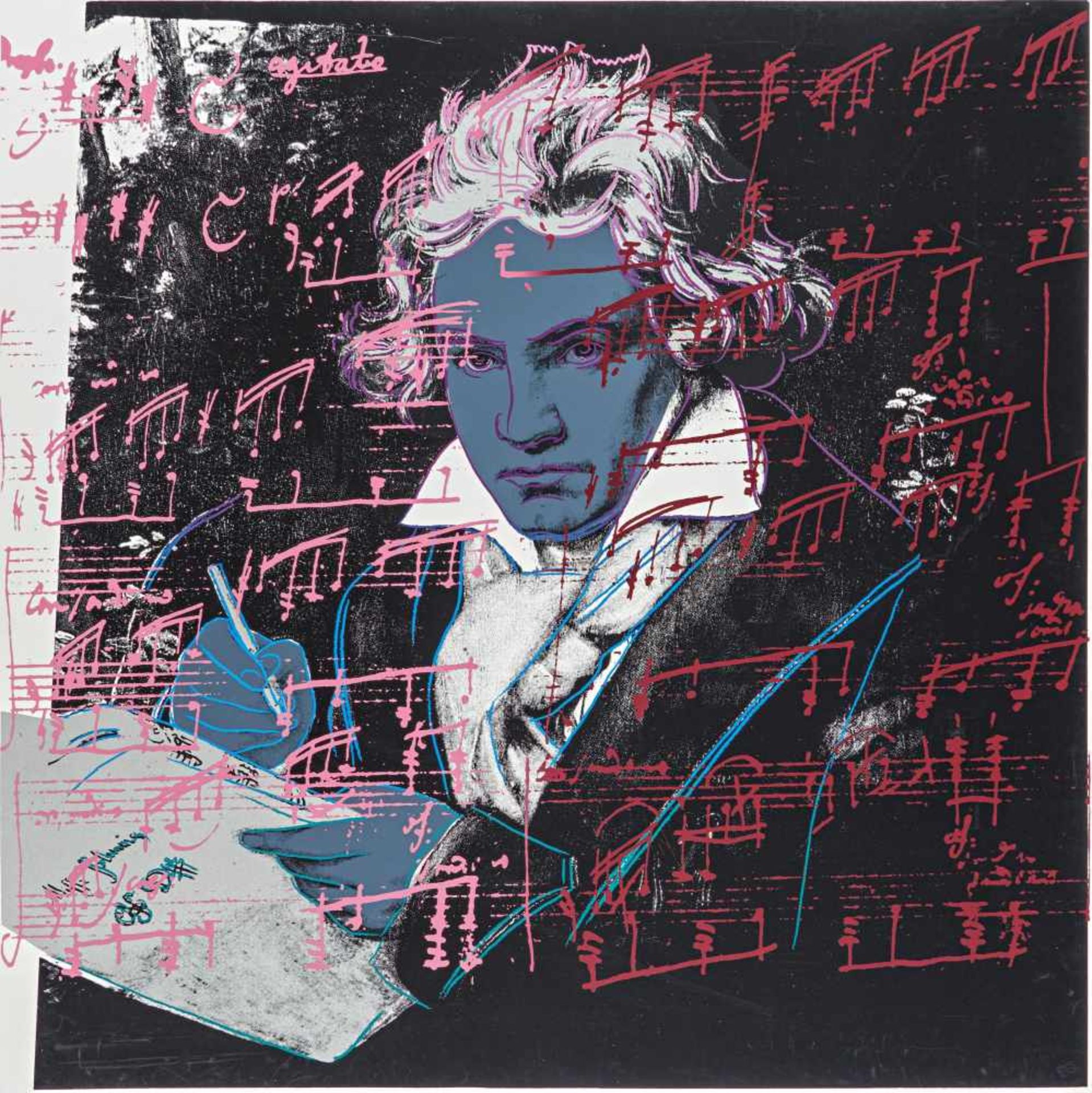 Warhol, Andy1928 Pittsburgh - 1987 New YorkBeethoven. 1987. Colour silkscreen on Lenox museum board.