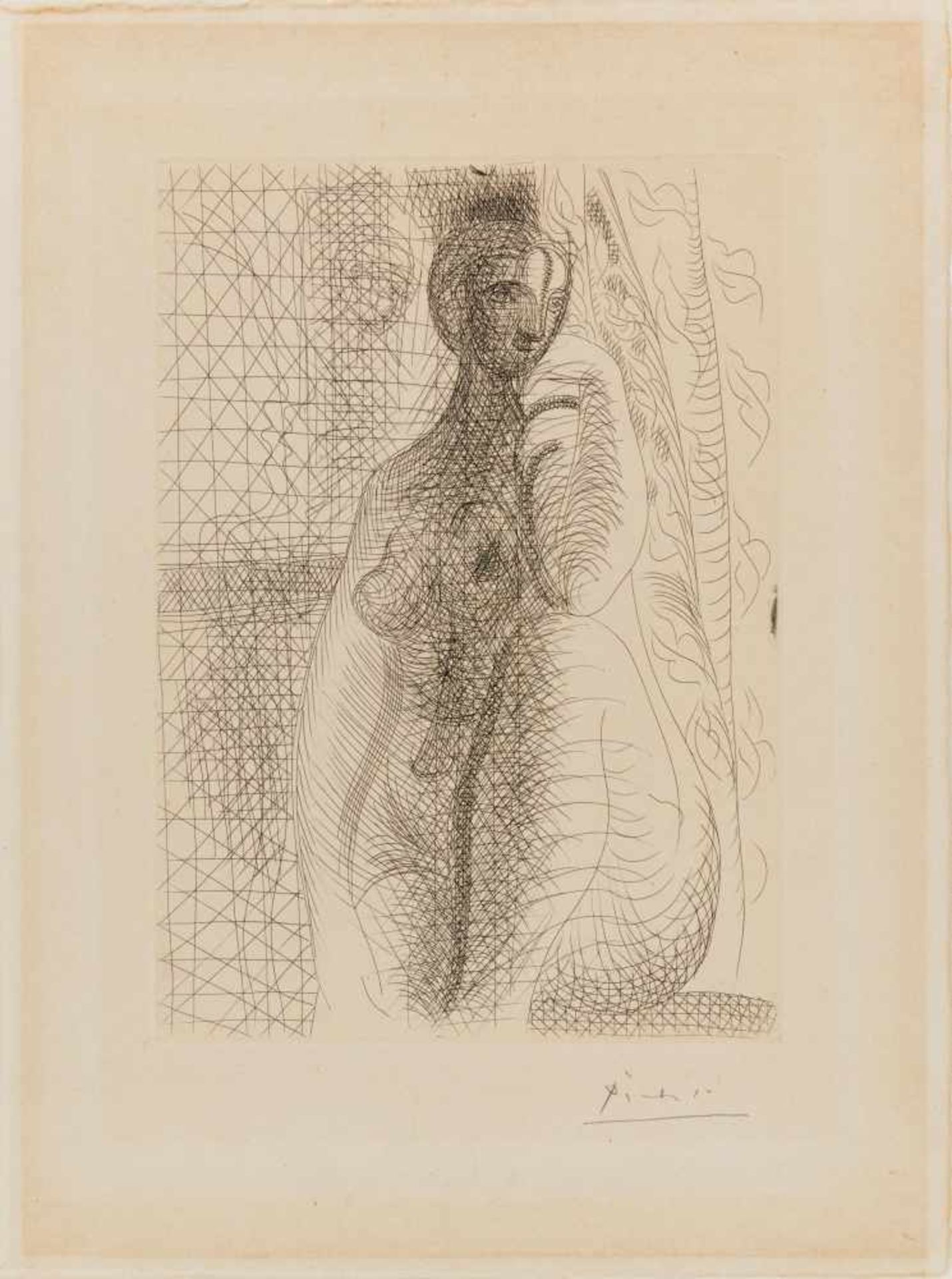 Picasso, Pablo1881 Malaga - 1973 MouginsFemme nue à la jambe pliée. 1931. Etching on vellum. 31.3 - Bild 2 aus 3