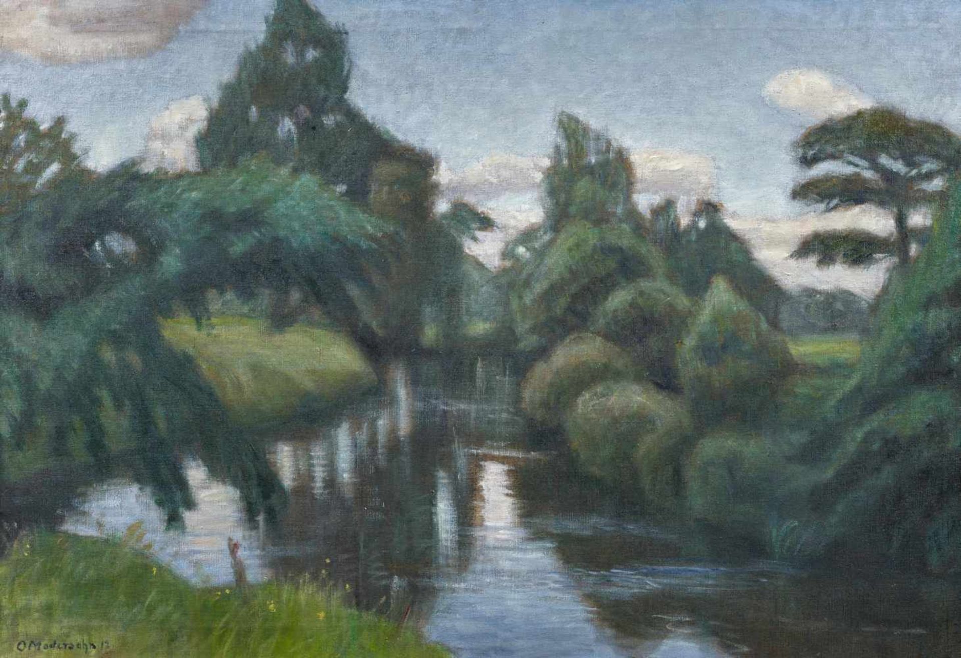 Modersohn, Otto1865 Soest - 1943 RotenburgSommerlandschaft an der Wümme. 1912. Oil on canvas. 64 x