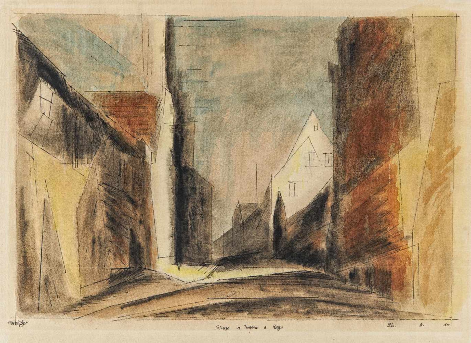 Feininger, LyonelNew York 1871 - 1956"Straße in Treptow a. Rega". 1930. Watercolour over india ink