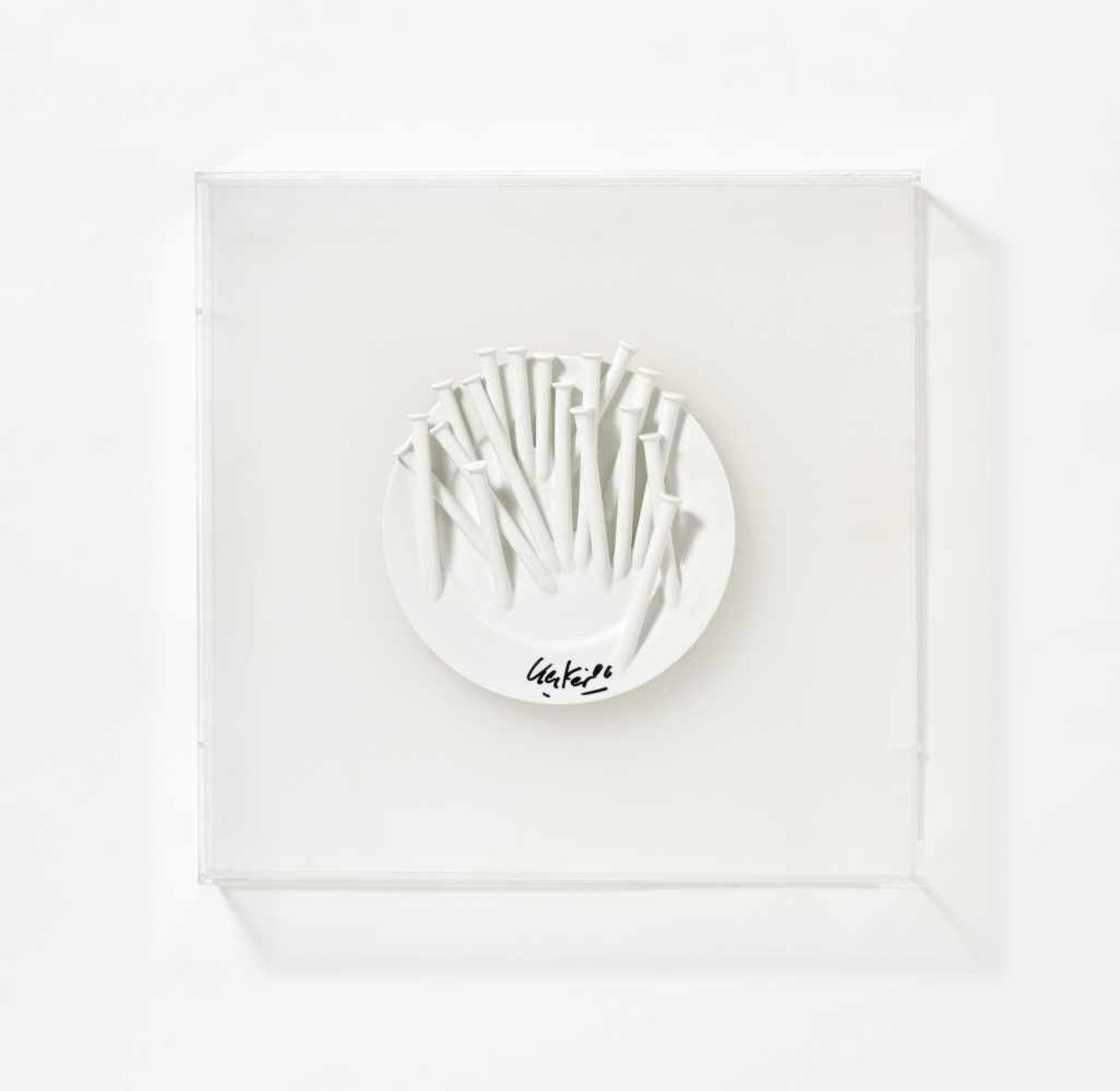 Uecker, Günther1930 WendorfUntitled. Nail plate. 2006. Porcelain29 x 27 x 5cm. Signed and dated