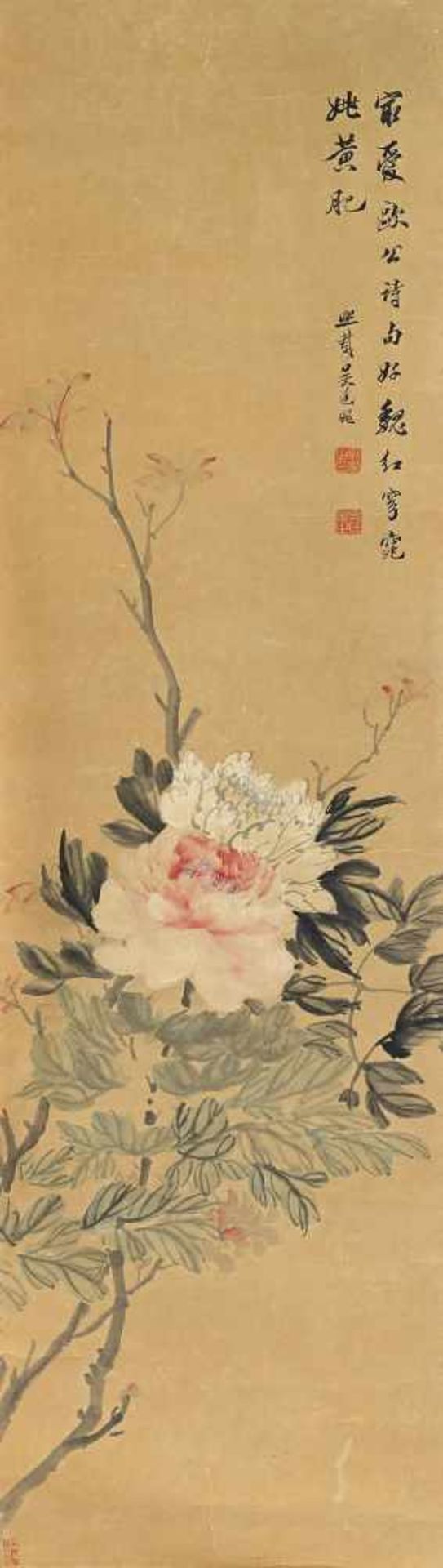 WU, XIZAI1799 Jiangsu - 1870 - zugeschrieben. Peonies. China. 19th c. Ink and light colors on paper.