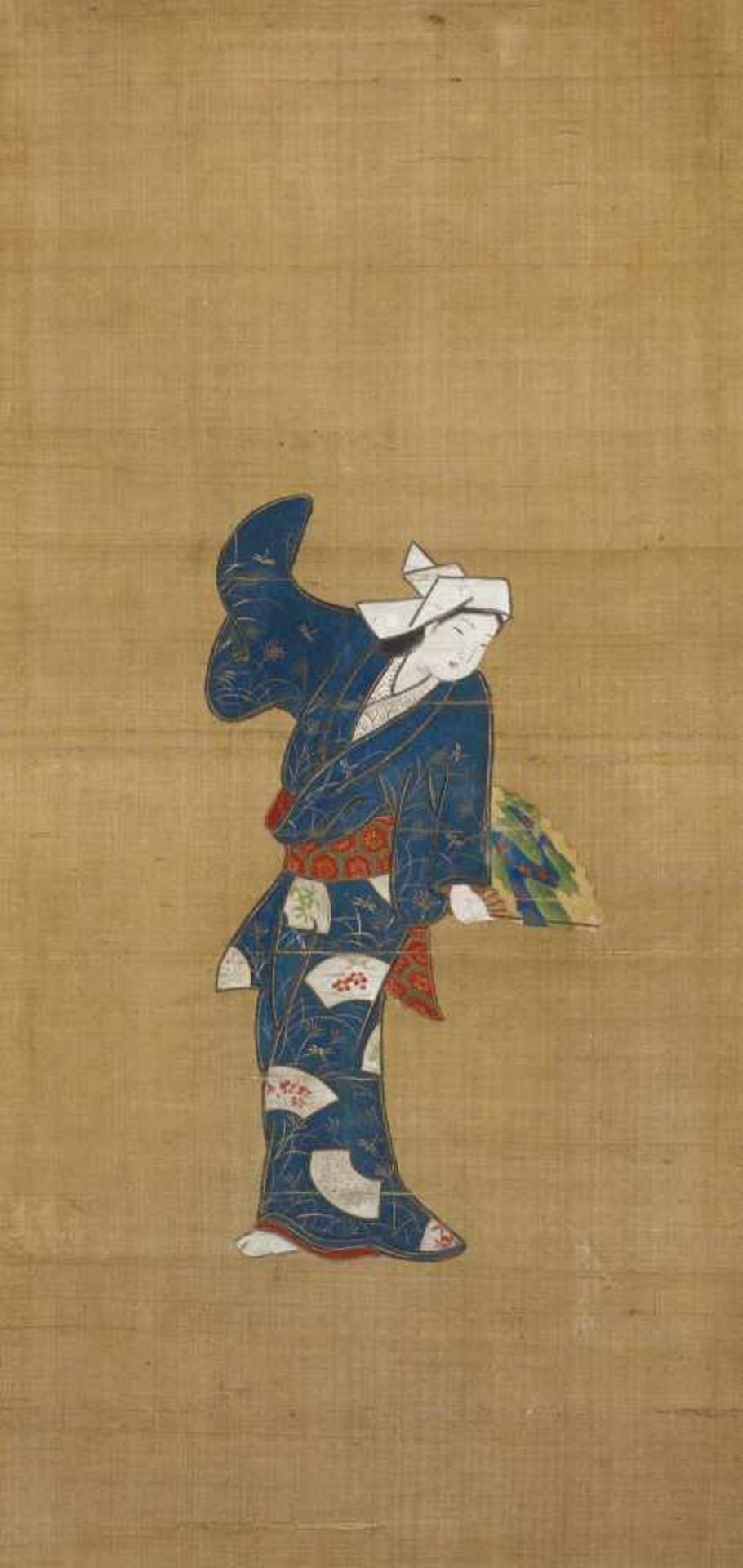 DANCER (GENROKU BIJIN). Japan. Edo period (1603-1868). Painting size 57 x 27cm. With frame 71.5 x