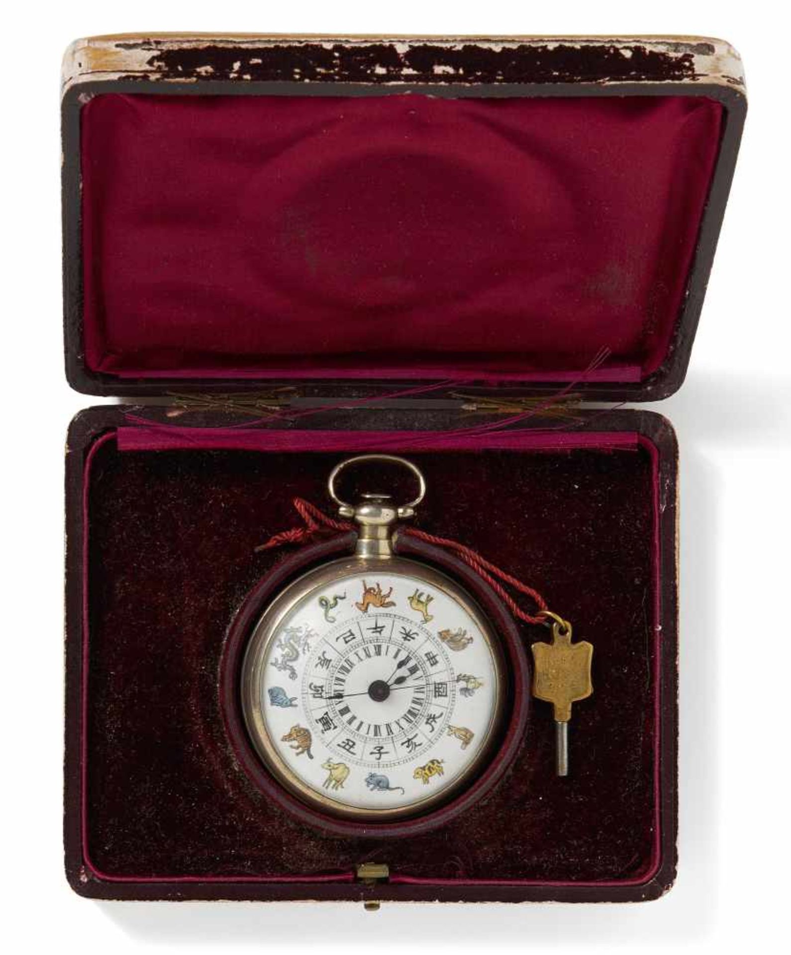 BOVET POCKET WATCH WITH THE CHINESE ZODIAC IN COLOR. Switzerland for the Chinese market. Ca. 1840.