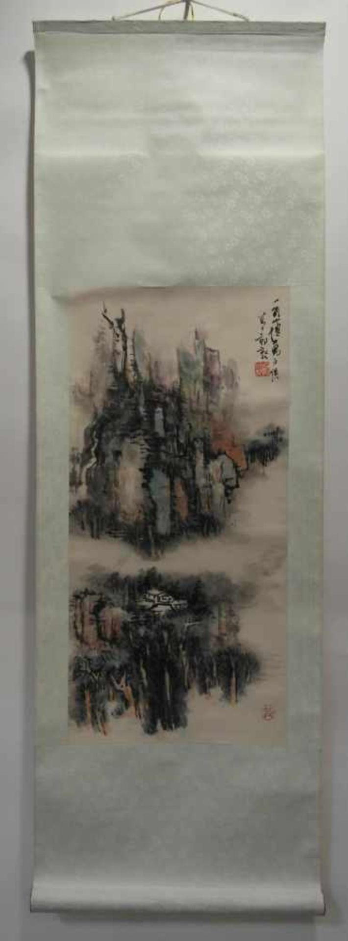 TWO PAINTINGS OF THE LINGDONG PAINTING SCHOOL. China. 20th c. Chaoshan Painting School. Ink and - Image 2 of 2