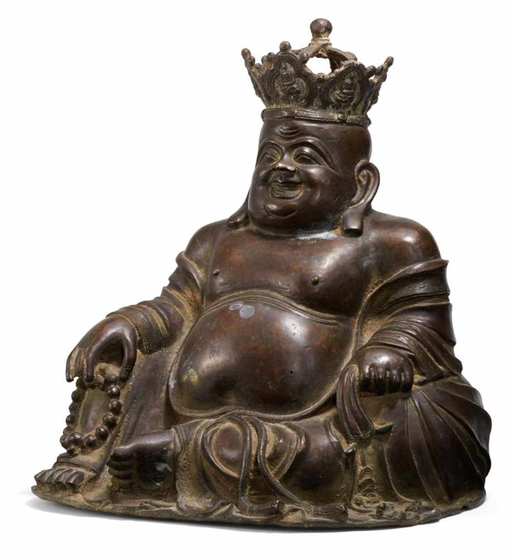 MILEFO BUDDHA, ALSO NAMED BUDAI. China. In the style of the Ming dynasty, but later. Bronze with