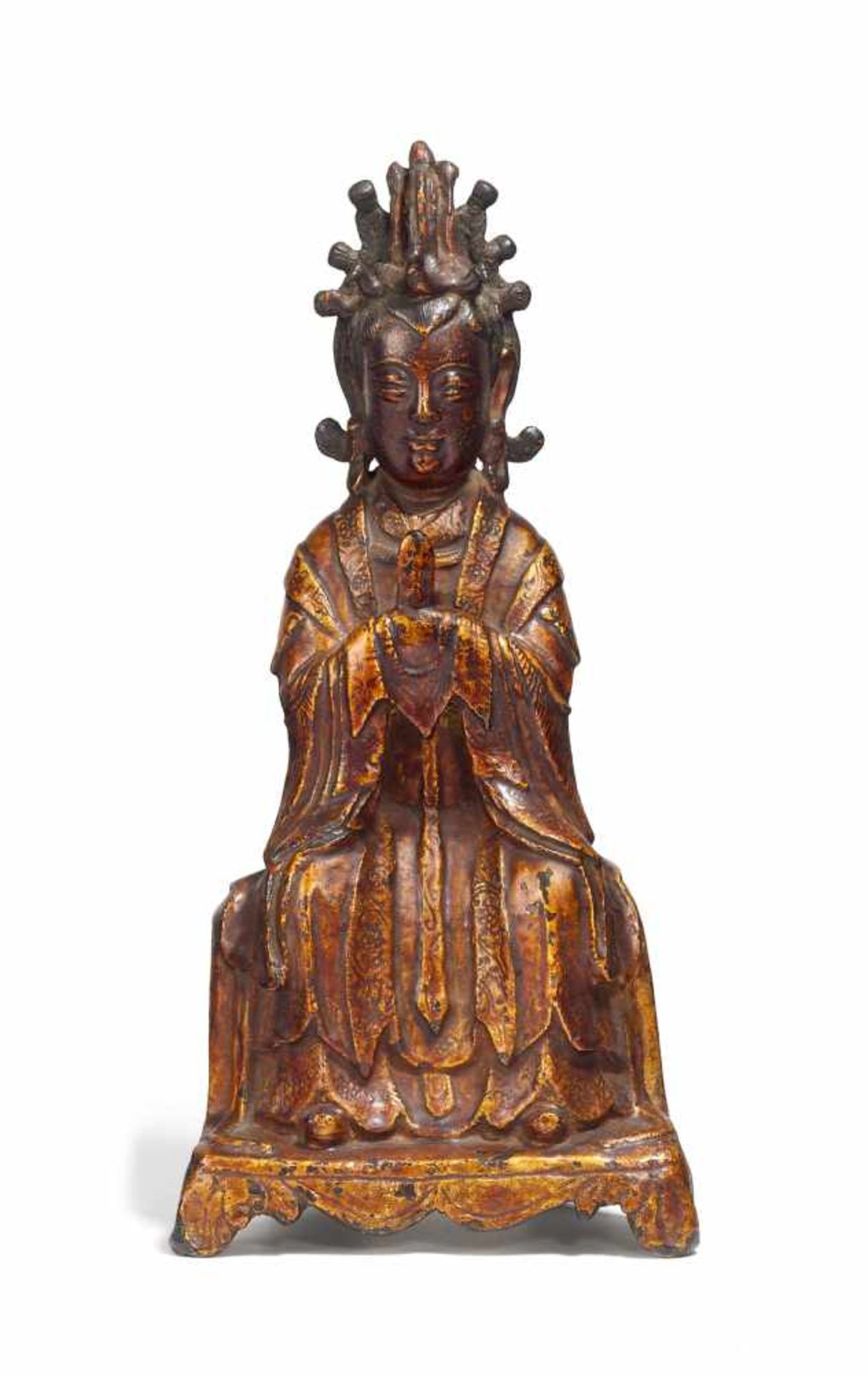 THE QUEEN MOTHER OF THE WEST XI WANGMU. China. Ming dynasty (1368-1644). Bronze with dark lacquer