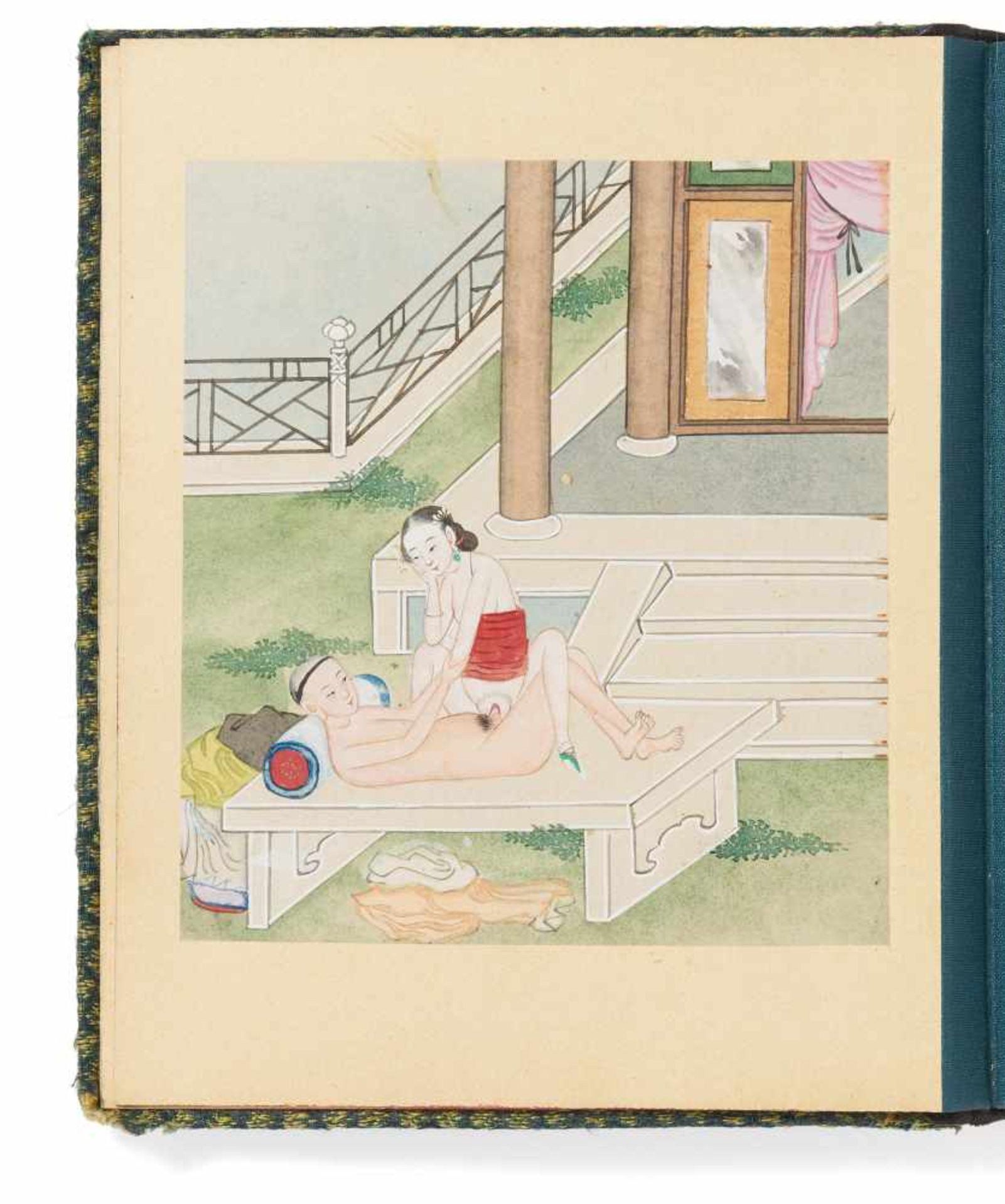 ALBUM WITH TWELVE EROTIC PAINTINGS. China. Qing dynasty. 18th/19th c. Ink and pigments on paper. The