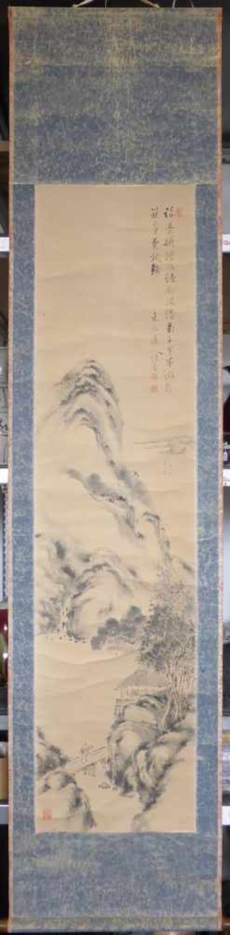 TWO LANDSCAPE PAINTINGS. China. 19th/20th c. Ink and a few pigments on paper. Mounted as hanging - Bild 2 aus 3