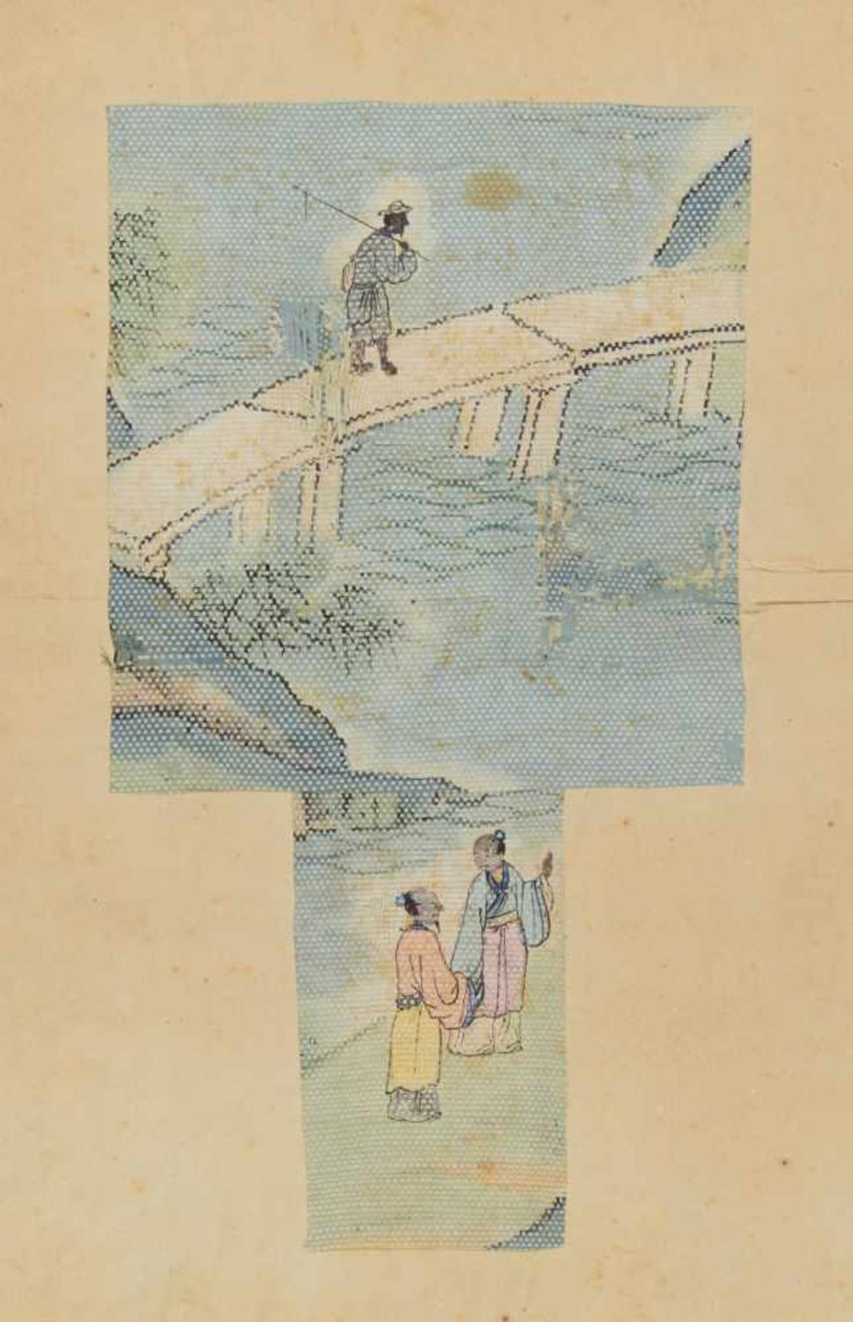 RARE BOOKLET WITH FRAGMENTS OF PAPER AND TWO WOODBLOCK PRINTS. China. Qing dynasty. 17th/18th c. - Bild 3 aus 3