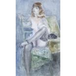 Harry Maas (1906-1982)aquarel, 46 x 27, Zittend naakt, gesigneerd r.b.1980