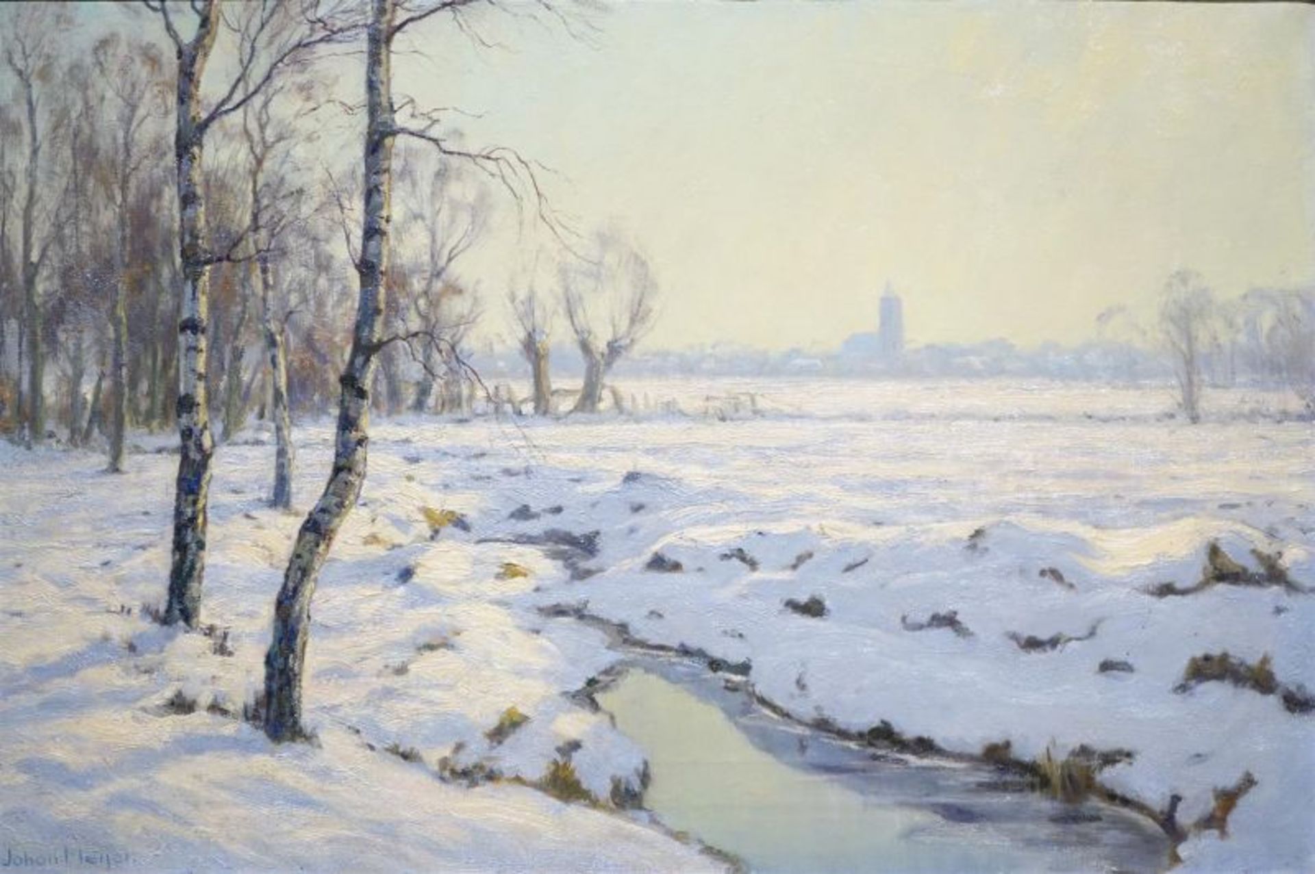 Johan Meijer (1885-1970)doek, 50 x 75, Winterlandschap bij Blaricum, gesigneerd l.o.