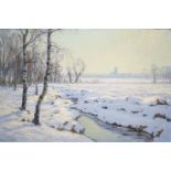 Johan Meijer (1885-1970)doek, 50 x 75, Winterlandschap bij Blaricum, gesigneerd l.o.