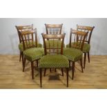 set van 6 Hollandse iepen Louis XVI stoelen met gespijlde rug en rustend op gecanneleerde poten,